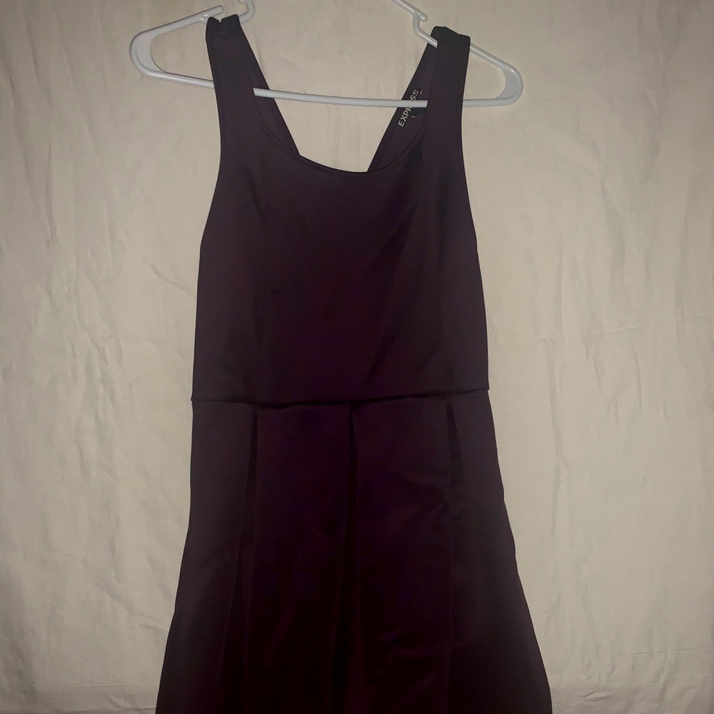 Express Deep Plum Fit and Flare Mini Dress